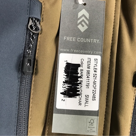 Free Country Thermo Softshell Jacket, Men's Size S - Bark Brown/Deep Charcoal - Picture 9 of 10